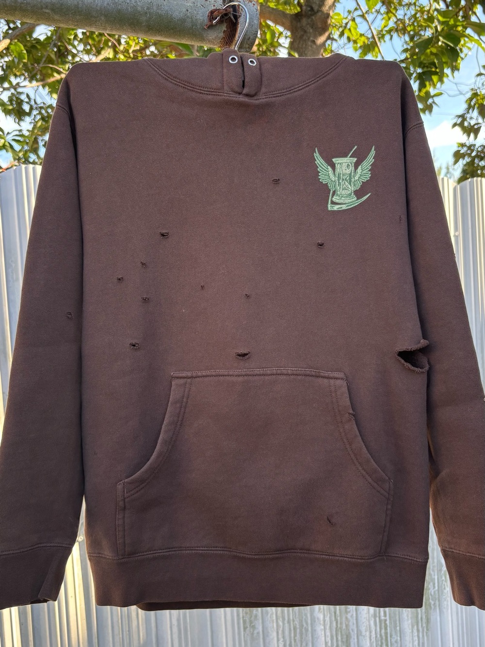 Men's Brown Graphic Pullover Hoodie with Front Pocket